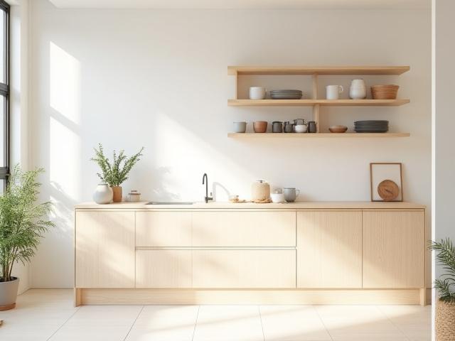 Minimalistisk nordisk kjøkken med lyst tre og funksjonell design i Stovner